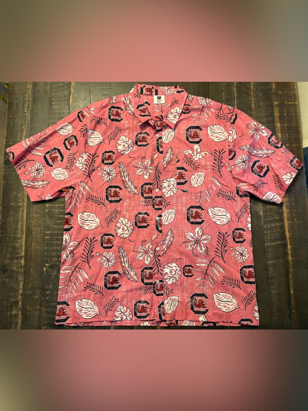 Wes & Willy Mens College Hawaiian Short Sleeve Button Up Shirt XXL SC Gamecocks